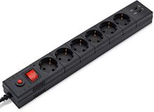 Удлинитель с сетевым фильтром 6х1.8м с заземл. 10А IP20 BU-SP1.8_USB_2A CCA 2200Вт 2USB черн. BURO 992310