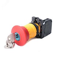 Кнопка аварийного останова SB5 в сборе 22мм 40мм ключ пластик 1НЗ | код SB5AS9442 | Systeme Electric