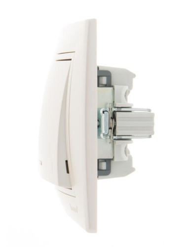 Переключатель проходной 1-кл. СП Mira 10А с подсветкой со вставкой жемчуж./бел. перламутр. LEZARD 701-3030-114 фото 3