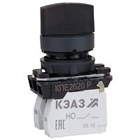 Переключатель КПЕ1610Р-черный-1но+0нз-ручка-фикс-2поз-IP65-КЭАЗ | код 332059 | КЭАЗ