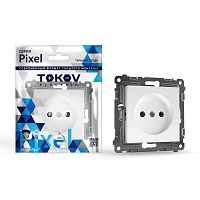 Розетка 1-м СП Pixel 16А IP20 без заземл. механизм бел. | код TKE-PX-R1-C01 | TOKOV ELECTRIC
