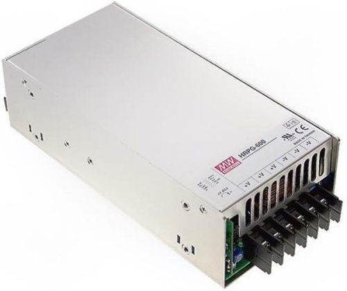 Источник питания AC-DC, 600Вт, вход 85…264V AC, 47…63Гц /120…370В DC, выход 24В/0…27A, рег. вых=±15%Uном, изоляция 3000В AC, в кожухе 218х105х63,5мм, -30…+70С, c корректором коэф. мощности | код HRP-600-24 | MeanWell