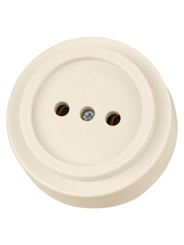 Розетка 2П открытой установки IP20 10А сл. кость Ретро TDM | код SQ1806-0526 | TDM