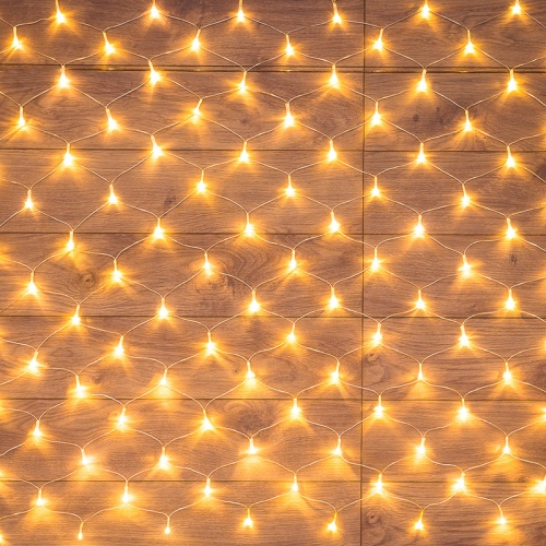 Гирлянда Сеть 1,5х1,5 м, прозрачный ПВХ, 96 LED теплый белый | код 215-106 | NEON-NIGHT