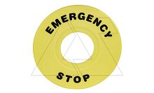 Кольцо желтое для кнопок аварийного останова, надпись EMERGENCY STOP, d=60мм | код LA39_F13-60 | АРТ