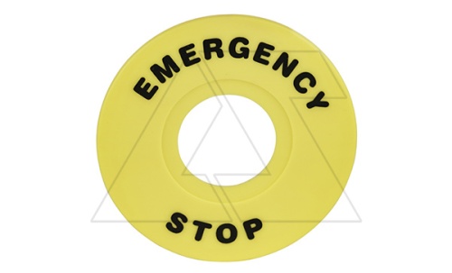 Кольцо желтое для кнопок аварийного останова, надпись EMERGENCY STOP, d=60мм | код LA39_F13-60 | АРТ