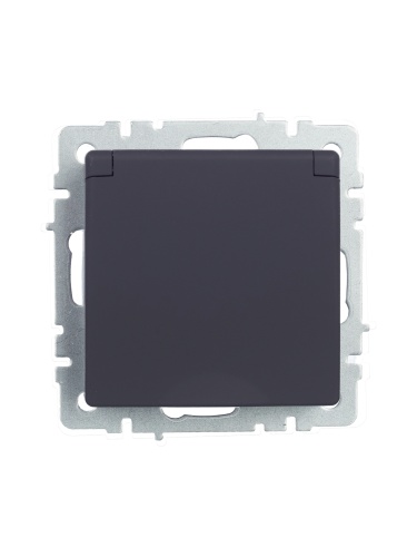 BRITE Розетка 1-местная с заземлением с защитными шторками и крышкой 16А IP44 РСбш10-3-44-БрГ графит | код BR-R16-16-44-K53 | IEK фото 9