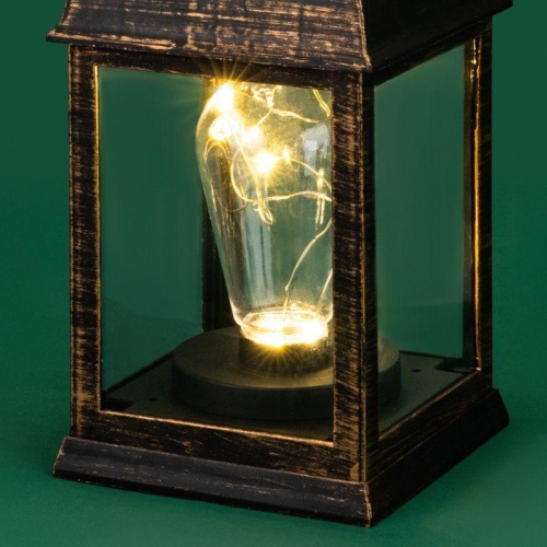 Фонарь декоративный 10.5х10.5х22.5см тепл. бел. со свечкой корпус бронз. Neon-Night 513-053