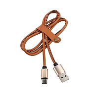 Кабель USB-Type-C/2A/leather/brown/1m/REXANT | код 18-1897 | REXANT