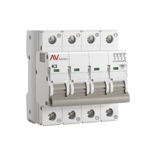 Выключатель автоматический AV-10 DC 4P 3A (K) 10kA EKF AVERES | код mcb10-DC-4-03K-av | EKF