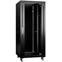 Cabeus SH-05C-27U60/80-BK Шкаф монтажный телекоммуникационный 19 напольный для распределительного и серверного оборудования 27U 600x800x1388mm (ШхГхВ) передняя стеклянная и задняя сплошная металлическая двери, ручка с замком, цвет черный (RAL 9004) Код то