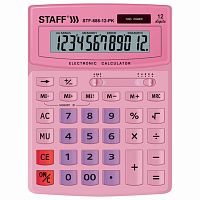 Калькулятор настольный STAFF STF-888-12-PK (200х150 мм) 12 разрядов, двойное питание, РОЗОВЫЙ, 250452 | код 250452 | STAFF
