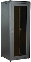 ITK Шкаф сетевой напольный 19" LINEA N 28U 800х800мм стеклянная передняя дверь, задняя металлическая черный | код LN05-28U88-GM | IEK