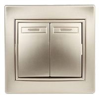 Переключатель Intro Plano 1-107-04 двухклавишный, 10А-250В, IP20, СУ, шампань | код Б0053808 | ЭРА