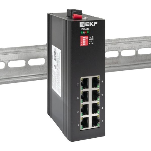 Промышленный неуправляемый коммутатор U-8GTP, 8 портов 10/100/1000Base-T(X) RJ45 c PoE, монтаж на динрейку TSX EKF | код TSX-U-8GTP | EKF фото 3