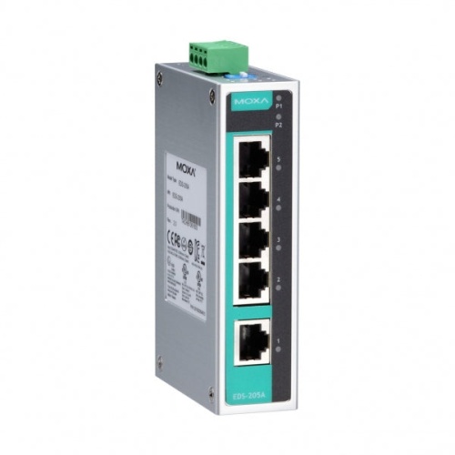 Коммутатор EDS-205A-T 5 port entry-level unmanaged Ethernet Switches, dual power, t:-40/+75 | код 00-06022379 | MOXA
