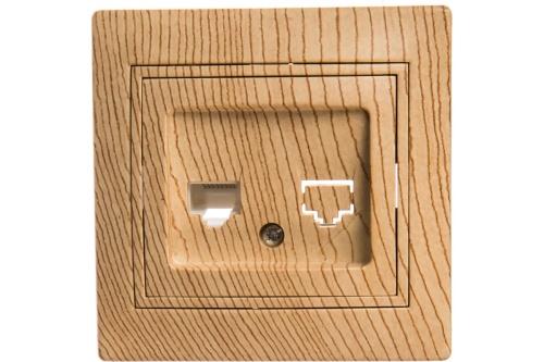 Розетка информационная RJ45, СУ, Plano, сосна, 1-303-11 | Код. Б0030089 | ЭРА