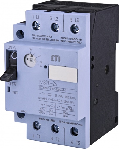 Автоматический выключатель защиты двигателя MSP0-25 (11 kW, 18-25A) | код 004646627 | ETI
