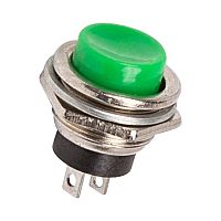 Выключатель-кнопка металл 250V 2А (2с) (ON)-OFF 16.2 зеленая REXANT | код 36-3353 | REXANT