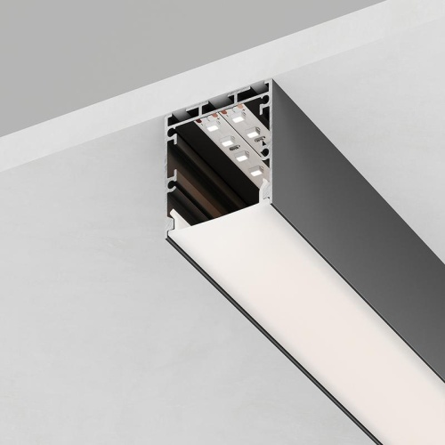 Профиль алюминиевый CAB256 накладной "Линии света"(35х35) черн. 2м (в компл 2 заглушки 4 крепежа) FERON 10369