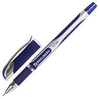 Ручка шариковая масляная с грипом BRAUBERG Sigma Plus, СИНЯЯ, печать, узел 0,7 мм, линия письма 0,35 мм, 142689 | код 142689 | BRAUBERG