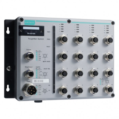 Коммутатор TN-5516A-WV-CT-T L2 managed switch with 16 10/100BaseT(X) M12 ports, dual power input, 24 to 110 VDC, conformal coati | код 00-06096167 | MOXA