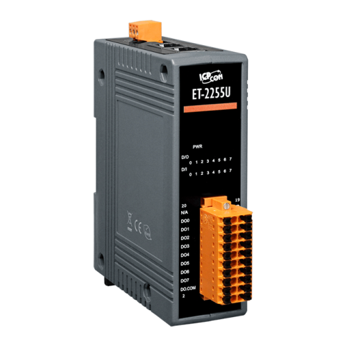 ET-2255U CR Ethernet I/O Module with 2-port Ethernet Switch, 8-ch Wet/Dry Contact Digital Input and 8-ch Sink/Source type Digital Output (RoHS) | код 00-06118735 | ICP DAS