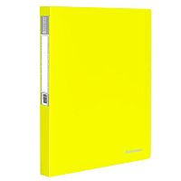 Папка на 2 кольцах BRAUBERG Neon, 25 мм, внутренний карман, неоновая, желтая, до 170 листов, 0,7 мм, 227457 | код 227457 | BRAUBERG