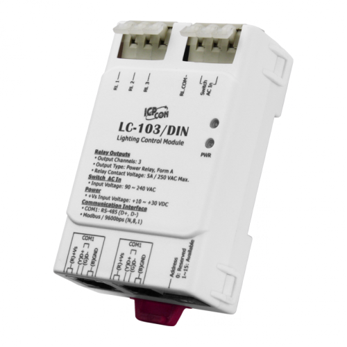 LC-103/DIN CR 1-channel AC Digital Input and 3-channel Relay Output Lighting Control Module (DIN Rail mount) (RoHS) | код 00-06119467 | ICP DAS