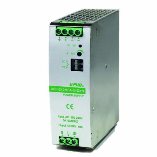 USP-240MFA-24DNX Источник питания на DIN рейку, 1-фазный, 24 В DC, 240 Вт, DC OK контакт, шт | код USP-240MFA-24DNX | UPUN