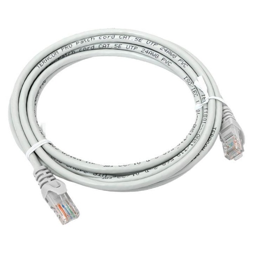 Патч-корд кат.5E UTP неэкранир. PVC 1Гбит/с 3м сер. TERACOM | код TRC-5EUTP-PVC-3M-GY | EKF