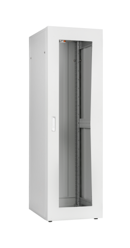 Шкаф напольный серии Lite 19, 24U, стеклянная дверь, Ш600хВ1167хГ800мм, в разобранном виде, серый | код TFI-246080-GMMM-GY | TLK