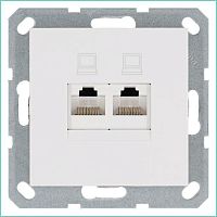 Розетка компьютерная 2-м RJ45 IP20 кат. 6 механизм бел. глянцевый Jasmart G6108W