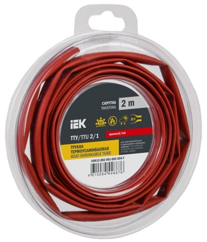 Трубка термоусадочная ТТУ нг-LS 2/1 красн. (уп.2м) | код UDR12-002-001-002-K04-T | IEK