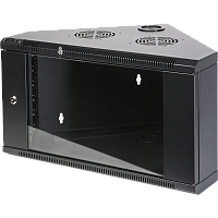 Шкаф настенный угловой, 4U 530x430, стеклянная дверь, черный | код TWT-CBWTG-4U-6x4-BK | TWT
