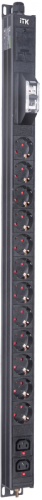ITK BASE PDU PV1111 20U 1ф 16А 12SCHUKO 2C13 2,6м SCHUKO | код BS-PV12-12D-02C13-11 | ITK by IEK