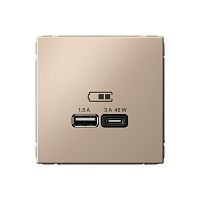 ARTGALLERY USB РОЗЕТКА A + тип-C 45Вт высокоскор.заряд. QC, PD, механизм, ПЕСОЧНЫЙ | код GAL001229 | Systeme Electric