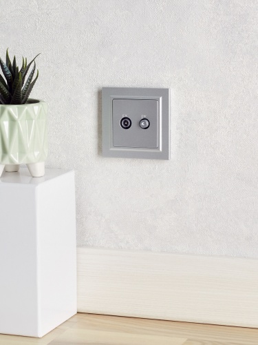 BRITE Розетка двойная TV+SAT РТВ/РСп12-БрА алюминий | код BR-AF20-O-K47 | IEK фото 5