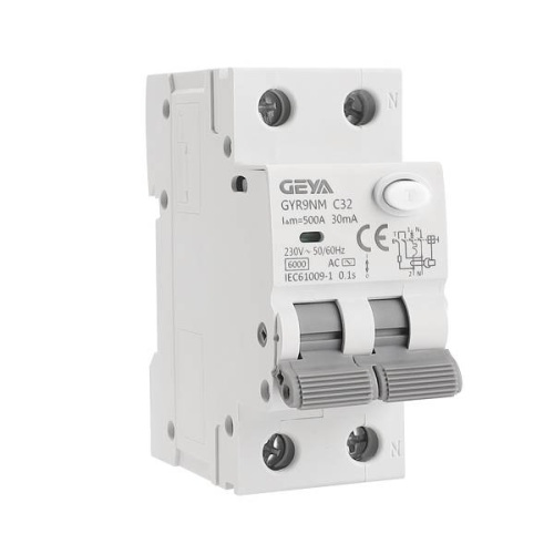 Дифф. авт. выключатель GYR9NM-C16-30mA, 1P+N, 16A, хар-ка C, 6 kA, 30mA, тип AC, 2M | код GYR9NMC1630MA | GEYA