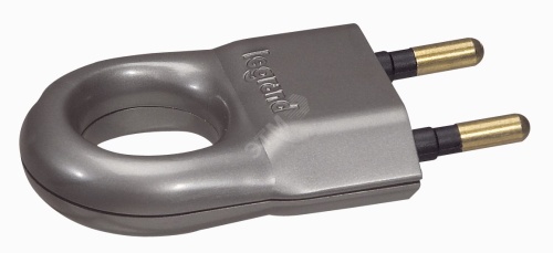 Вилка электрич. каб. Helium 6А прямая с кольцом алюм. | код 50165 | Legrand