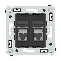 Компьютерная розетка RJ-45 в стену, кат.6 экранированная двойная,Avanti, Черный матовый | код 4412394 | DKC