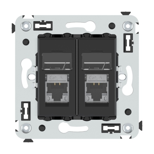Компьютерная розетка RJ-45 в стену, кат.6 экранированная двойная,Avanti, Черный матовый | код 4412394 | DKC