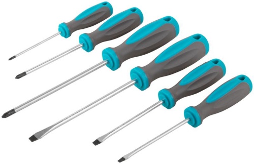 Набор отверток ''Техник'', на держателе, CrV сталь, прорезиненные ручки, 6 шт., PH0,1,2 + SL4,5,7 | код 53900М | FIT