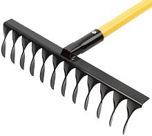 Грабли с желтым метализированным черенком, витой зуб, 12 зубьев | код 76978 | FIT