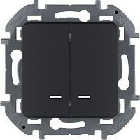 Механизм выключателя 2-кл. Inspiria 10А IP20 250В 10AX с подсветкой / индикацией антрацит Leg | код 673633 | Inspiria(группа Legrand)