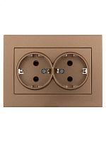 Розетка RAIN двойная с/з керамика бронза матовая | код 703-3131-127 | Lezard