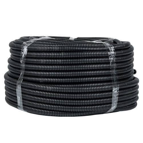 Труба гофр, ПНД тяжелая с протяжкой d20 мм (100 м) черная-Plast | код tpnd-20-t | EKF