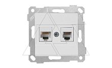 Rita - Розетка телефонная RJ-12+RJ-45 кат.5е, белая | код 2200-139-0101 | Mutlusan