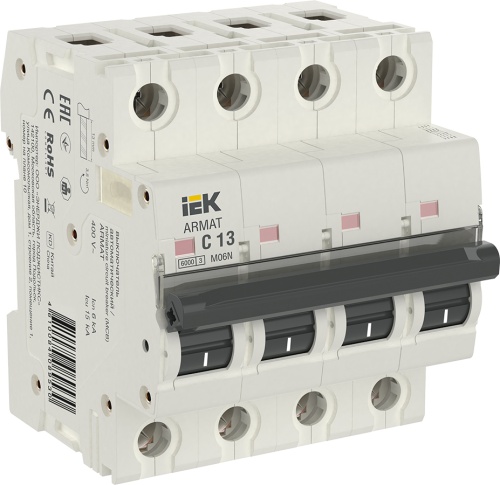 ARMAT Автоматический выключатель M06N 4P C 13А | код AR-M06N-4-C013 | IEK 
