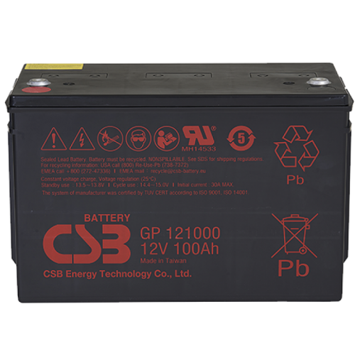 CSB GP121000 Аккумуляторная батарея для ИБП, напряжение: 12В, ёмкость: 65Ач, клеммы: под болт М6, Размеры ДШВ: 343х170х213,9мм, вес: 30,60кг. Срок службы: 5 лет. | код CSB GP121000 | CSB